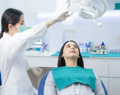 Girl lying on dental chair